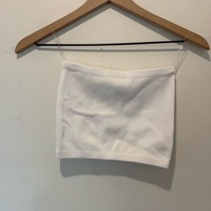 Solai White Ribbed Tube Top Bralette